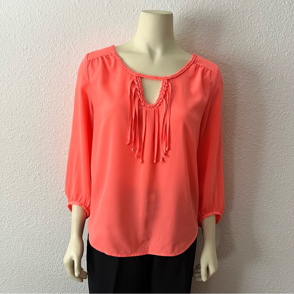 American Eagle Outfitters Coral Tie Front Blouse 3/4 Sleeve Size S/P